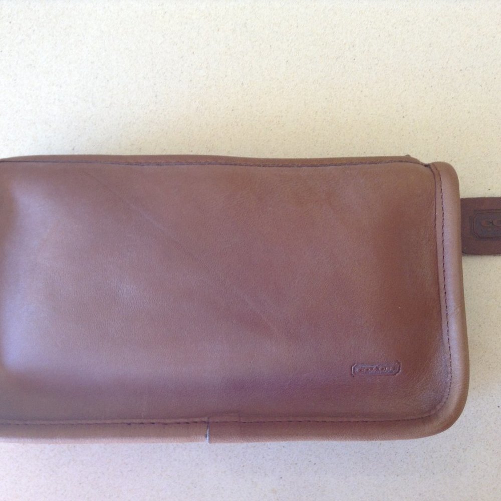 Coach British Tan Leather Zip Clutch